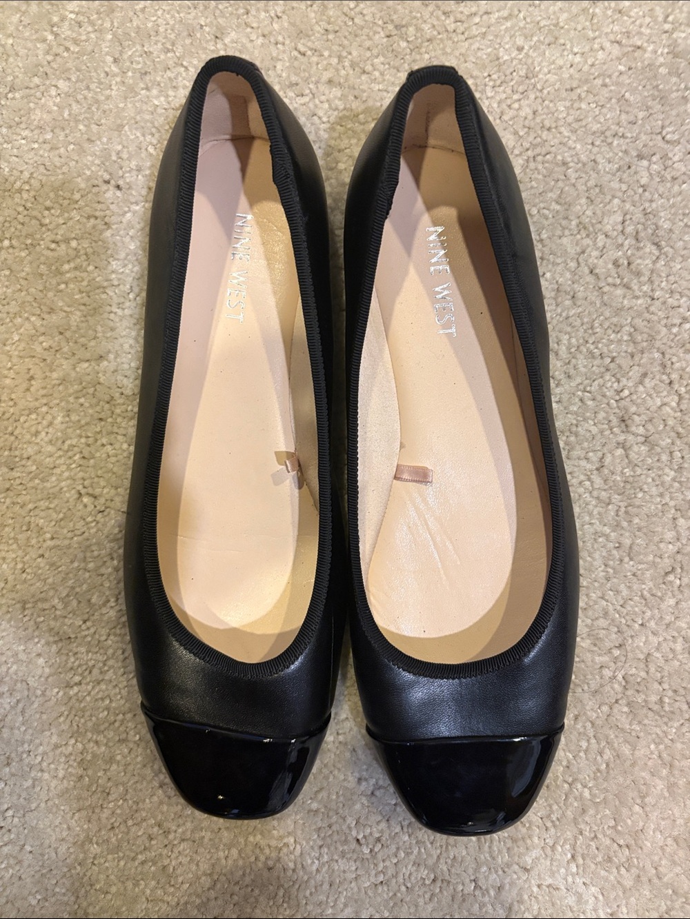 Nine West Black Cap-Toe Ballet Flats-Size 9M